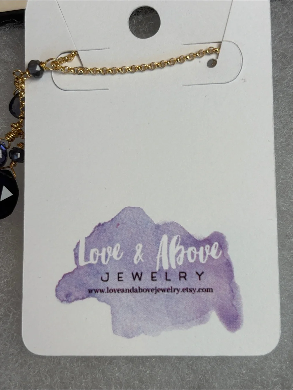 NEW Love & Above Jewelry Gold Tone Y Necklace Purple Crystal Drop Necklace